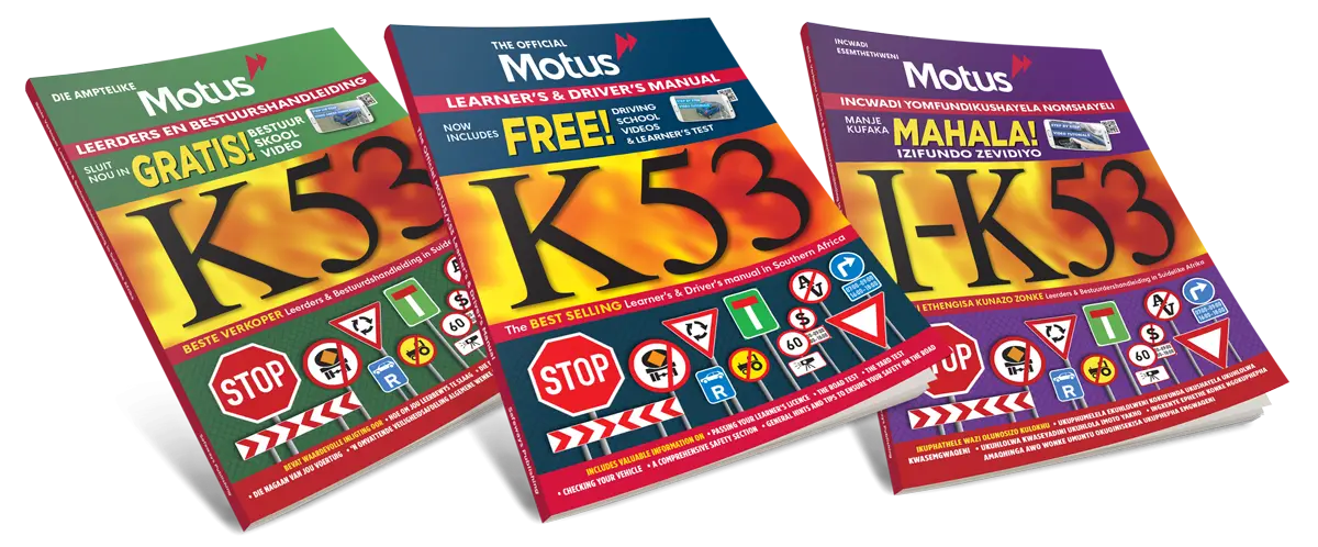 Official Motus K53 Learners Drivers Manual Best Selling Driving Licence Guide in South Africa. English Afrikaans isiXhosa isiZulu